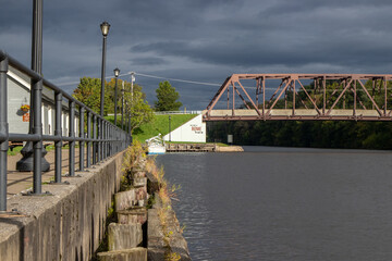 Erie Canal at Rome, NY on a cloudy autumn day