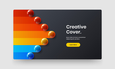 Multicolored realistic balls front page template. Isolated journal cover design vector illustration.