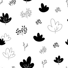 Seamless pattern with cute bush. in hand drawn style. Seamless background for nursery decor, fabrics, children's textiles, wrapping paper. Vector Illustration