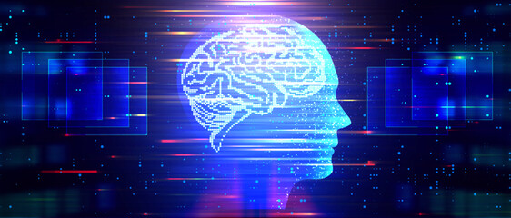 Human brain visualization. Futuristic Artificial intelligence concept. Cyber mind vector