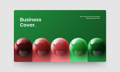 Minimalistic website screen vector design layout. Modern realistic spheres corporate brochure concept.