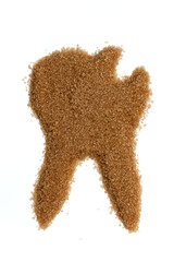 pile of cane sugar isolated on white background