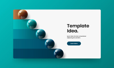 Isolated landing page design vector illustration. Premium realistic spheres annual report template.