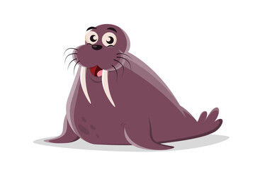 funny illustration of a cartoon walrus