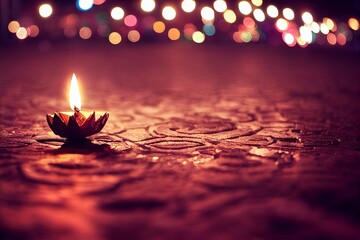 Diwali light festival. Close up of a Christmas candle