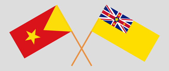 Crossed flags of Tigray and Niue. Official colors. Correct proportion