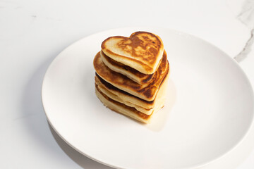 Heart shaped pancakes for Valentine's Day breakfast
