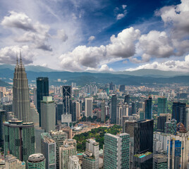 Fototapeta na wymiar Aerial view of Kuala Lumpur city center skyline, Malaysia.