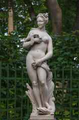 Fototapeta na wymiar Statue Allegory Voluptuousness in Summer garden, Saint Petersburg, Russia