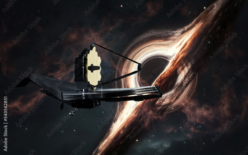 Canvas Prints james webb telescope and black hole. jwst launch art. elements of image provided by nasa