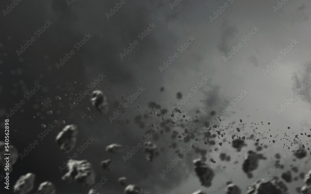 Wall mural 3d illustration of asteroid field in space. elements of image provided by nasa