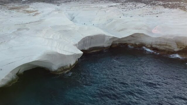 Sarakiniko Beach Aerial View in Milos, Cyclades Island in Aegean Sea, Greece