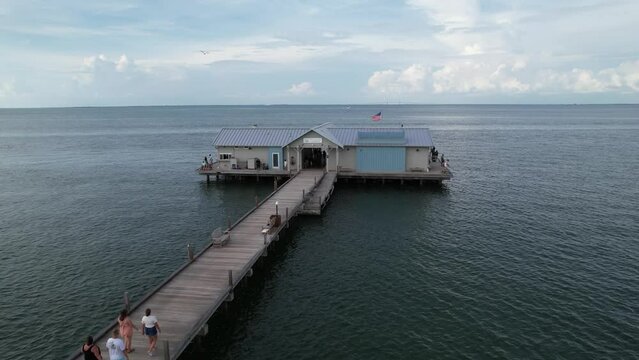 Bird's eye view of the Anna Maria city pier located on Anna Maria Island, Florida