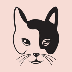 CAT SILHOUETTE SHADOW LINE SKETCH CARTOON- VECTOR ART ILLUSTRATION BLACK AND WHITE.
