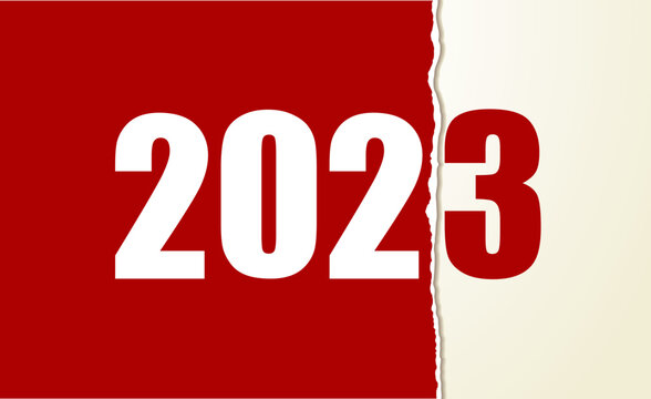 Red horizontal banner. Vector illustration with number 2023. New year symbol