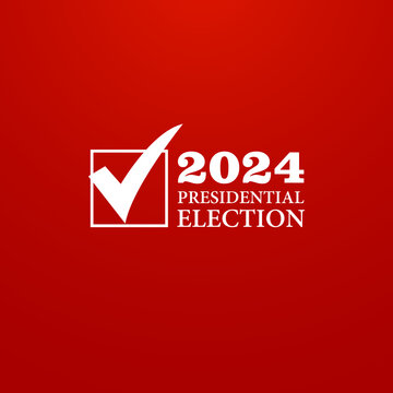Voting Symbols vector design presidential election 2024. Red banner. Vector illustration