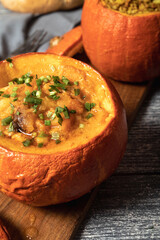 food photo baked pumpkin with filling