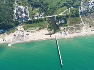 Aerial view of a coastal town