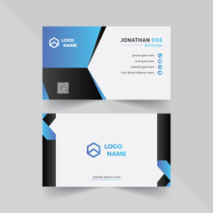 modern business card template with blue and black color gradient