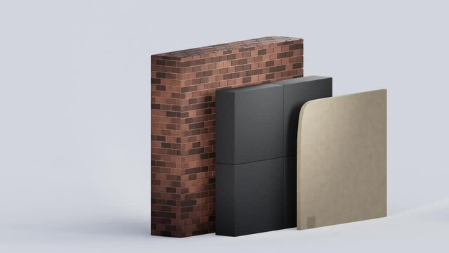 3d render of house wall insulation. Thermal materials for energy saving development