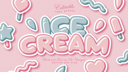 Cute Ice Cream 3D Bold Text Effect