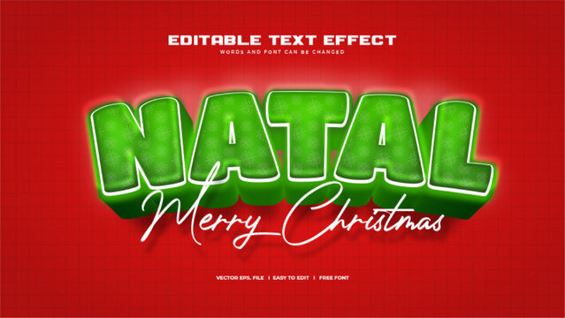 Natal or Merry Christmas 3D Bold Text Effect