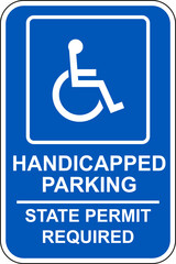 Reserved parking sign disabled access handicapped parking only  state permi required