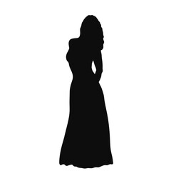 Silhouette woman in a dress standing. Vector illustration
