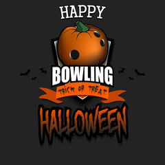 Fototapeta premium Happy Halloween. Bowling ball as pumpkin