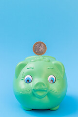 piggy bank with euro coin