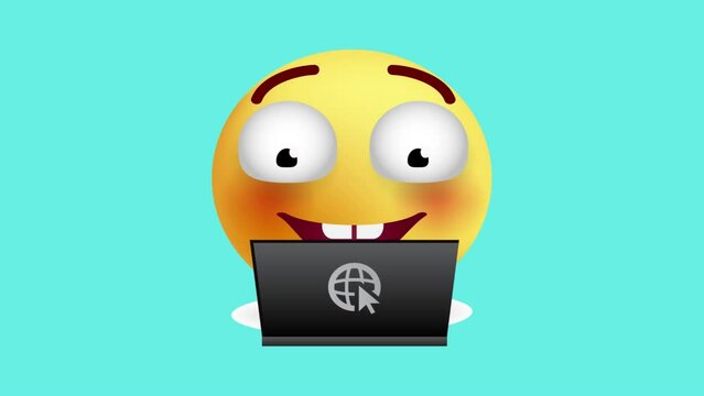 Smile Face Flat Animated Emoji Reaction. 4K Ultra HD Video Motion Graphic, Loop Animation.
