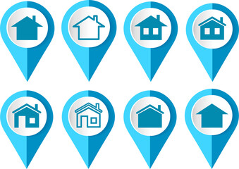 House, home concept icon set, flat design real estate pointers, infographic template.