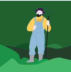 Man farmer Flat character illustration 