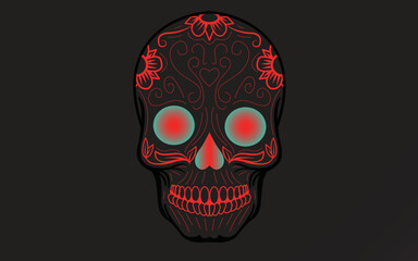 Red and Blue Skull Vector illustrations