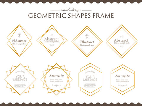 幾何学図形のメタリックゴールドフレームセット