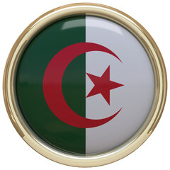 Badge with the Algerian flag isolated on transparent background