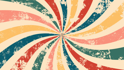 Vintage Sunburst Cartoon Style Background with Grunge Effect