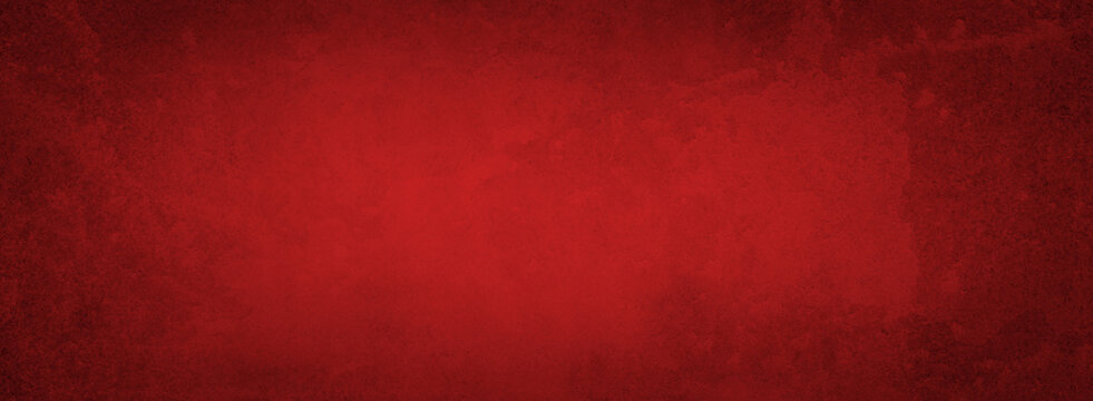 dark red Christmas background with texture border grunge, distressed light red center with dark red border, old vintage grunge pattern, red website banner or header