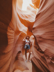 Girl in the antelope canyon