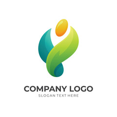 human leaf logo design people and leaf combination logo with 3d colorful style