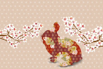 卯　桜　年賀状　背景