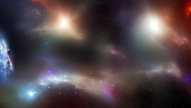 Colorful universe and galaxy. Nebula and shiny stars in the galaxy scape. 3D Illustration © ardanz