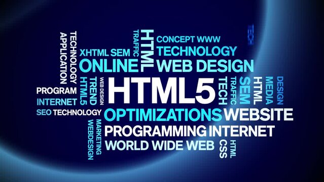 HTML5 animated tag word cloud;text design animation kinetic typography seamless loop.