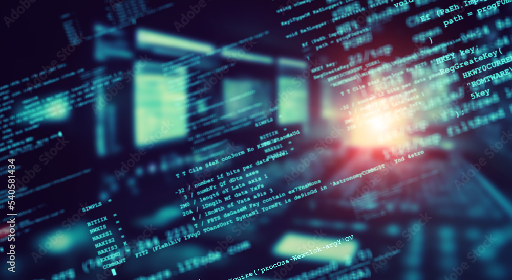 Aufkleber Programming code in cyberspace. Digital transformation.