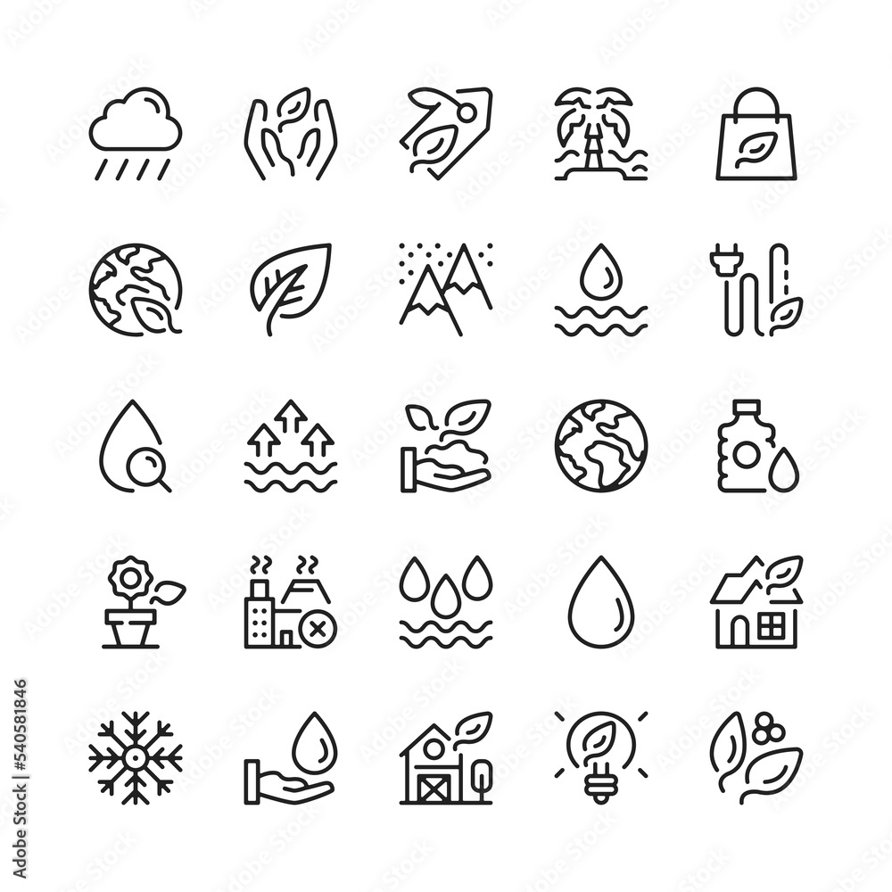 Poster environment line icons. outline symbols. vector line icons set
