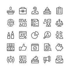 Elections line icons. Outline symbols. Vector line icons set