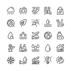 Environment line icons. Outline symbols. Vector line icons set