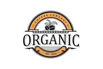 Coffee logo for cafe resto and product label food drink coffee seed farm vintage old style emblem