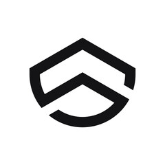 Initial letter S logo template with geometric sacred line art illustration in flat design monogram symbol