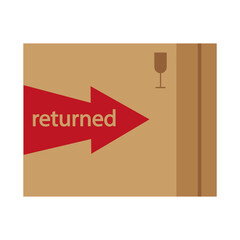 Return box in flat style. Deliver goods. Vector illustration. stock image. 